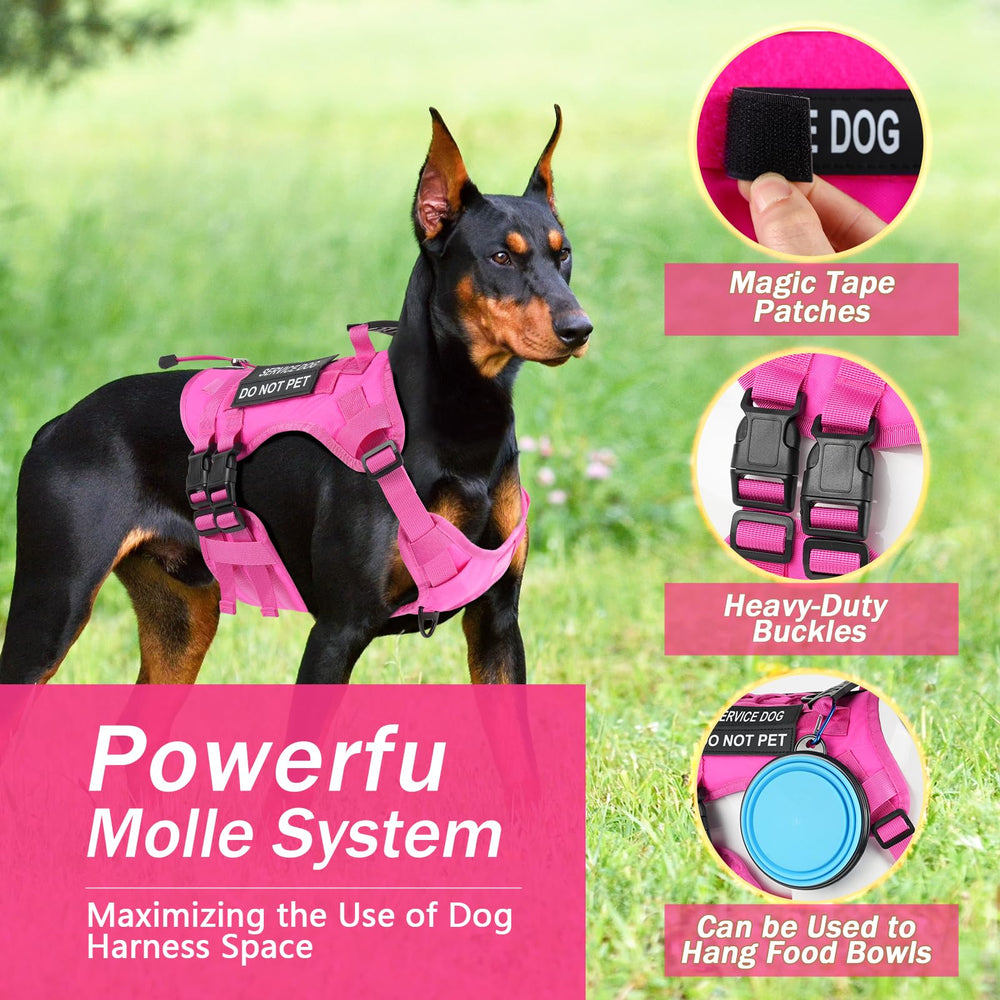 Yungaspy No Pull pink back-clip highlights sturdy handle for quick canine control