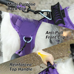 Yungaspy No Pull Tactical Harness small purple back clip for secure leash mounting