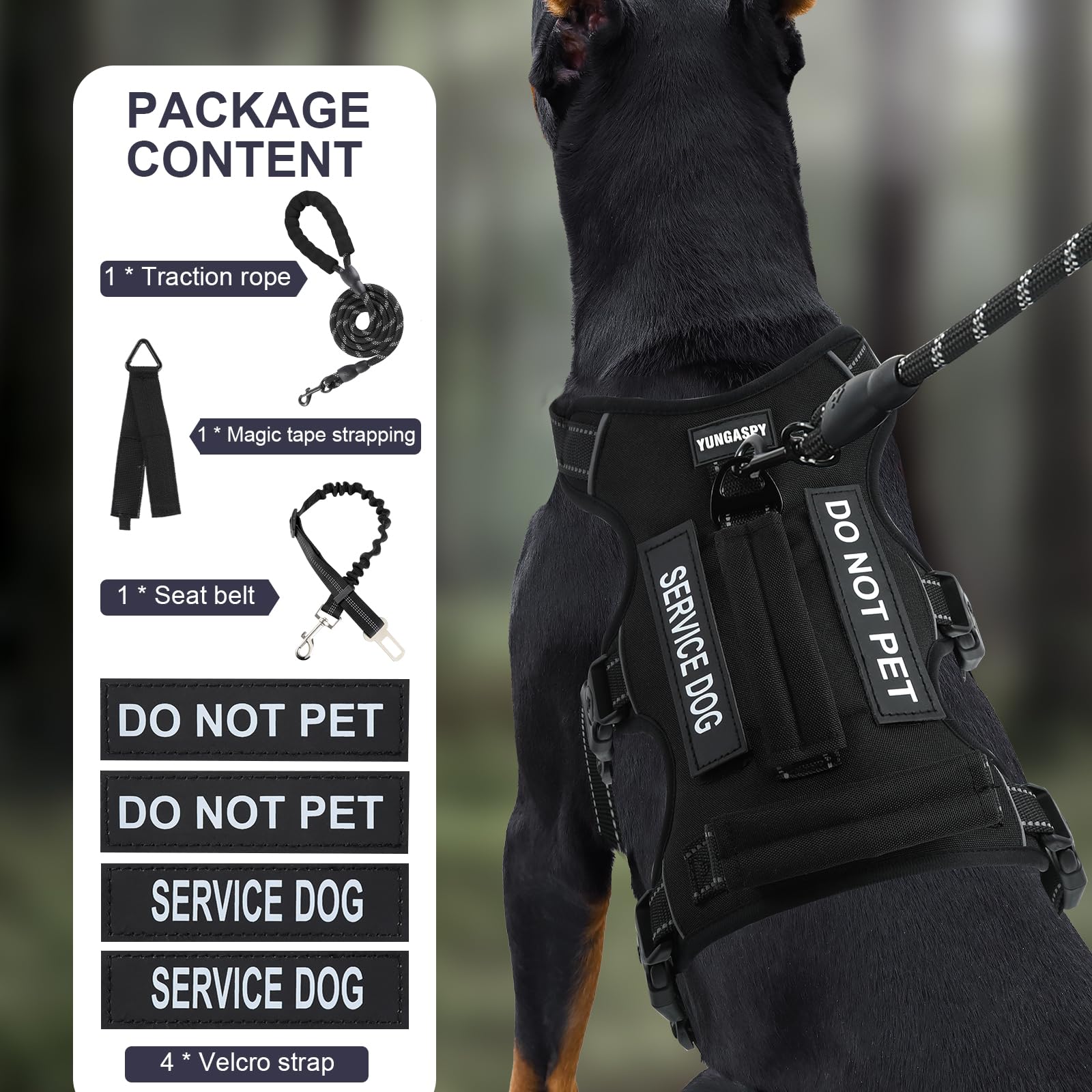 Yungaspy service-dog-vest with leash set for safe guiding during walks
