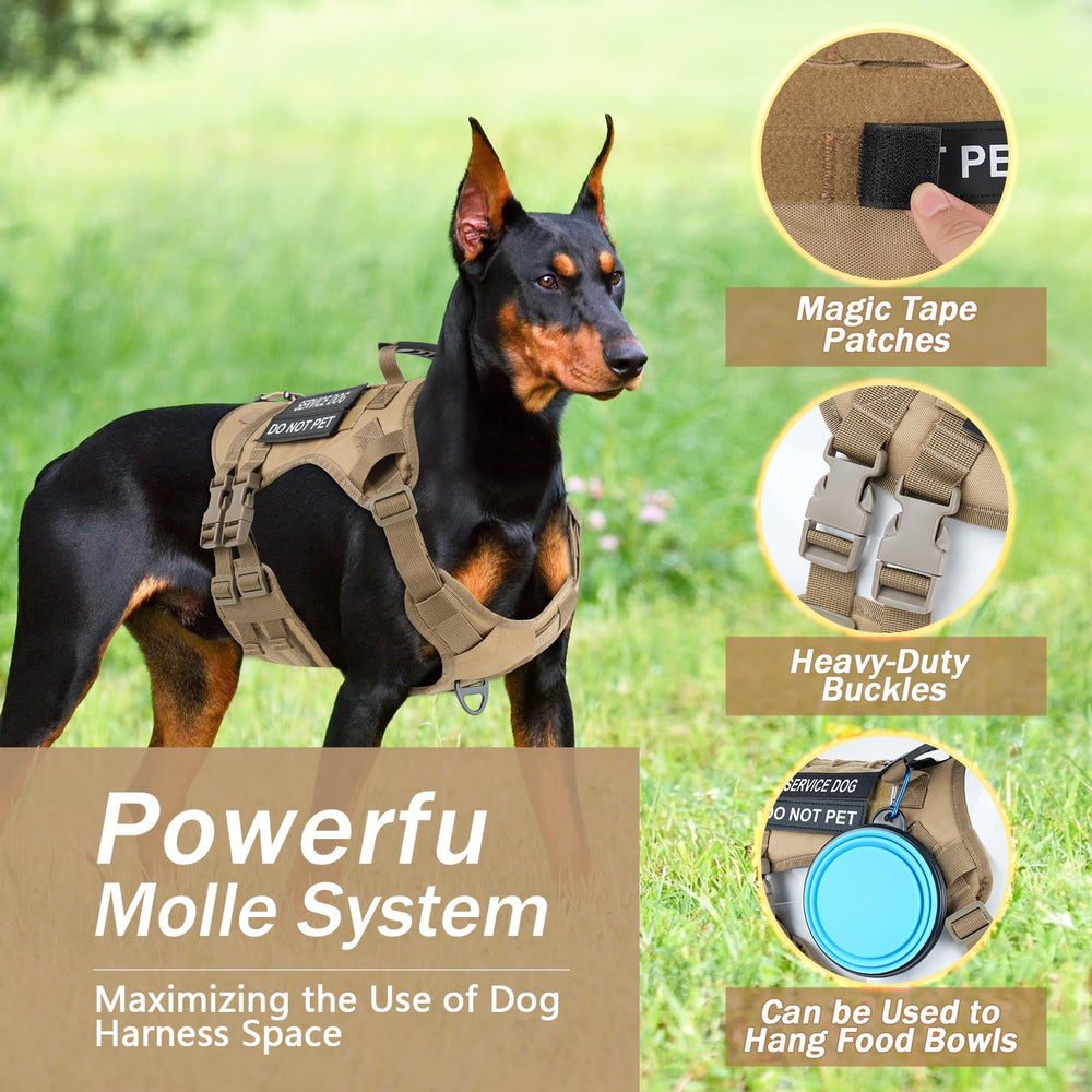 Yungaspy tactical harness back clip demonstrates secure leash connection and control.