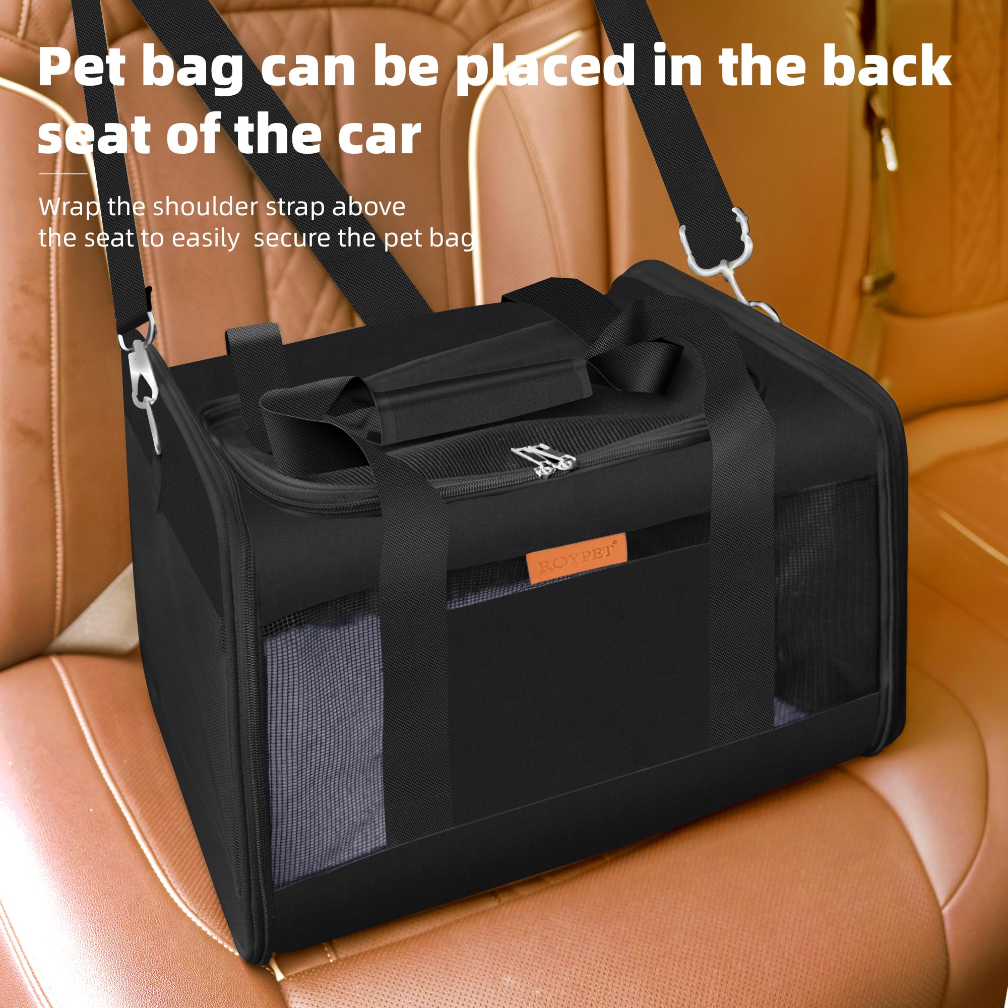 YUNIQUE carrier travel-ready in car or vet visits for safe transport
