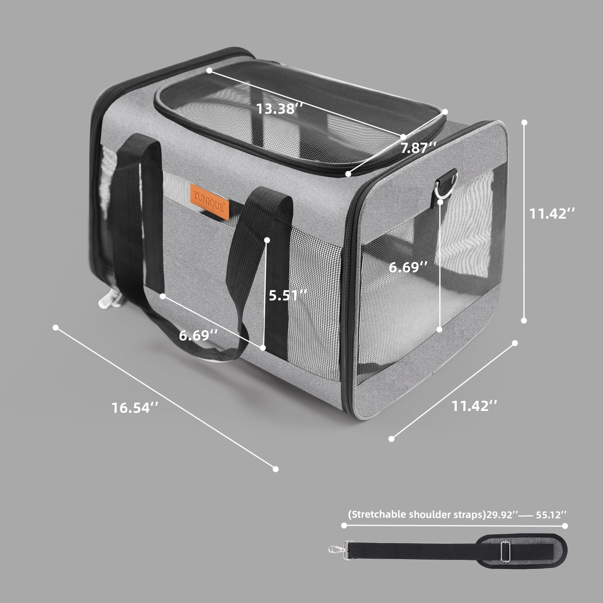 YUNIQUE transportín aprobado para aerolíneas, plegable y cómodo para cabina.