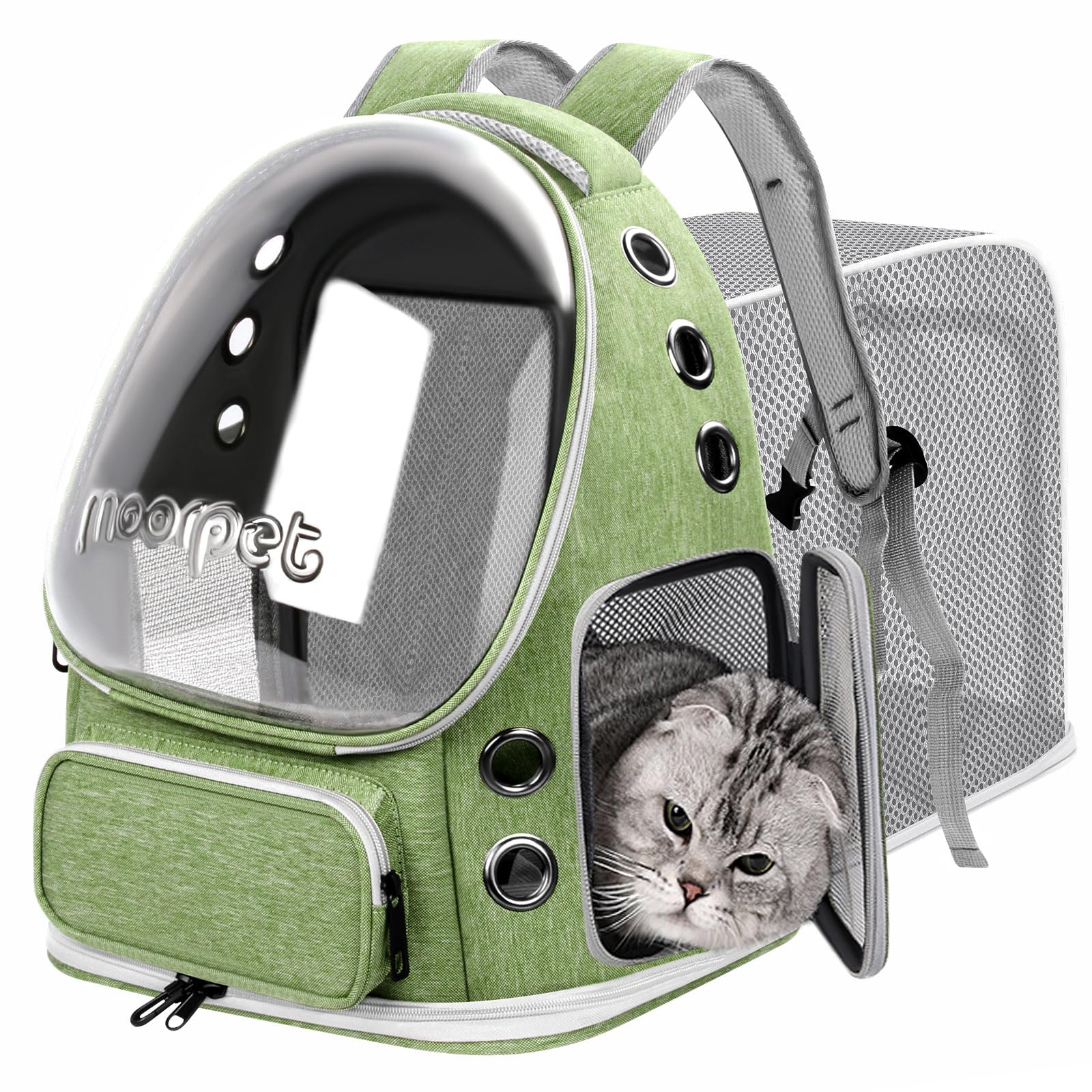 YUNLINLI bubble window cat backpack front view for outdoor exploration.
