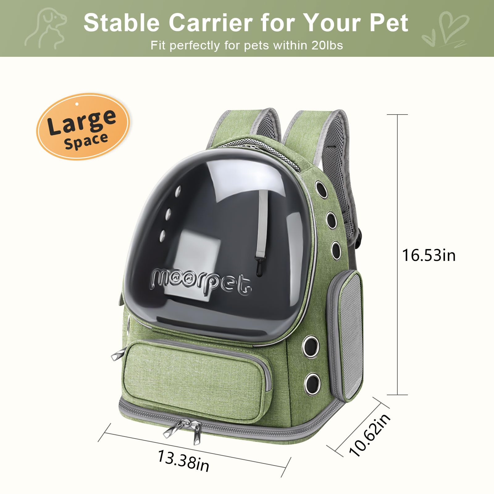 YUNLINLI cat backpack air vents ensure continuous airflow and comfort.
