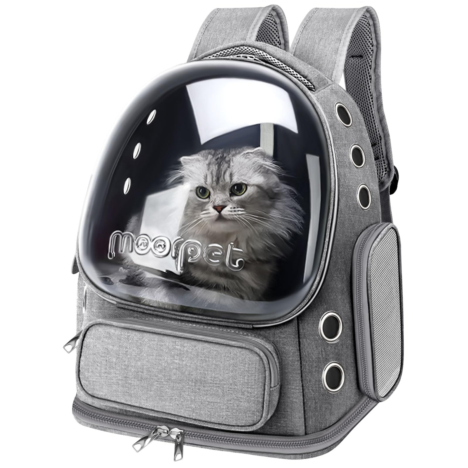 YUNLINLI Cat Backpack Bubble Window shows clear view and airflow during travel.