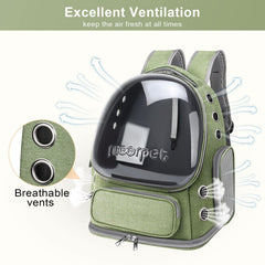 YUNLINLI cat backpack spacious interior allows cats to stretch on adventures.