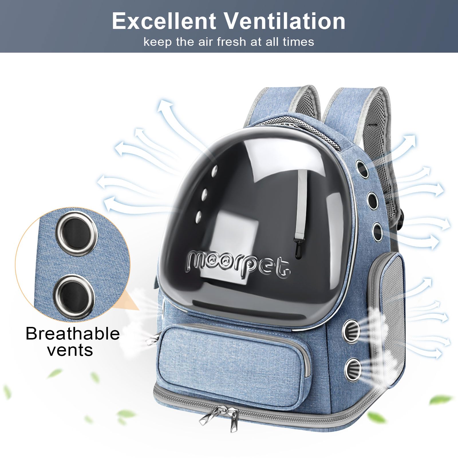 YUNLINLI cat backpack spacious interior allows cats to move and stretch on the go.