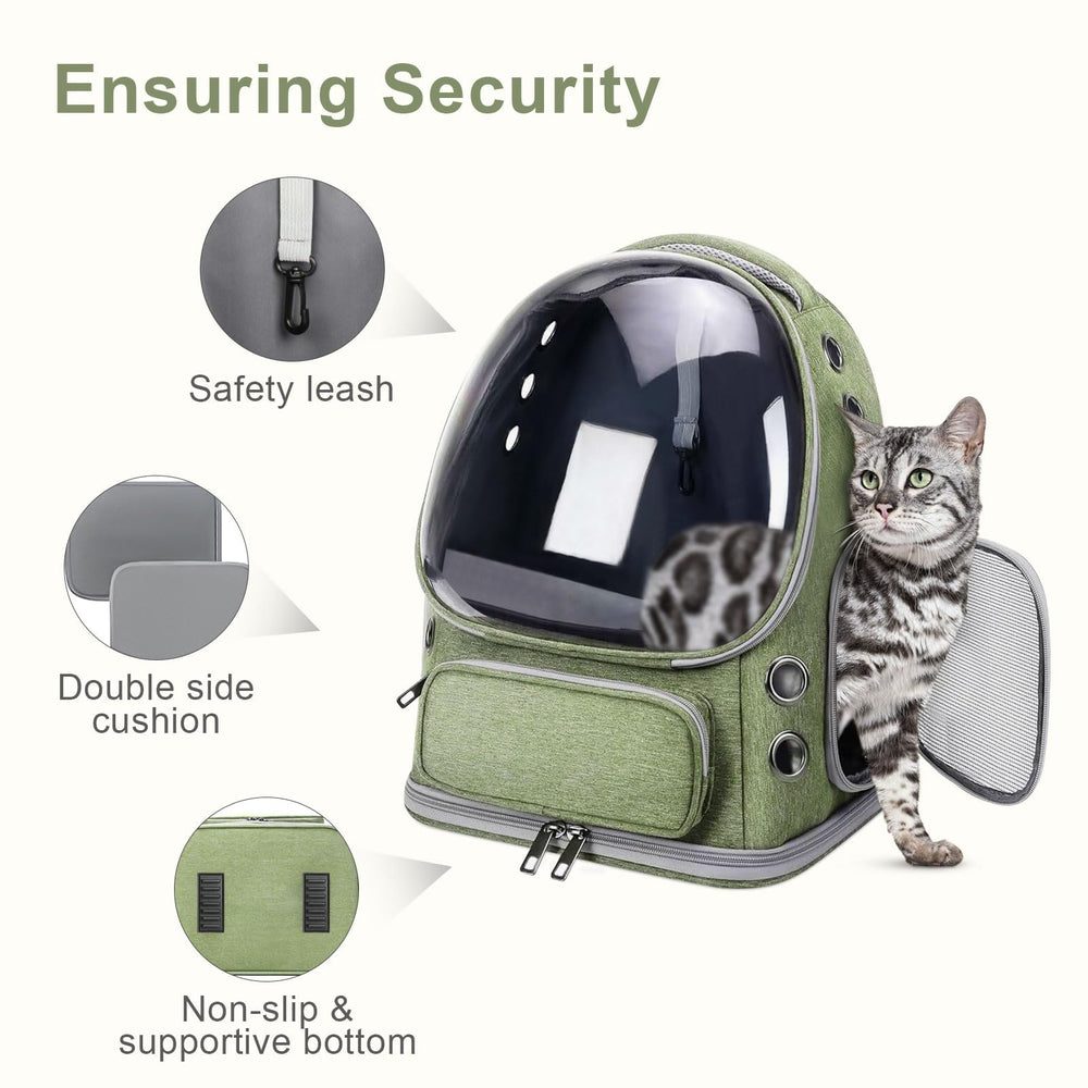 YUNLINLI cat backpack water-resistant base protects against spills.