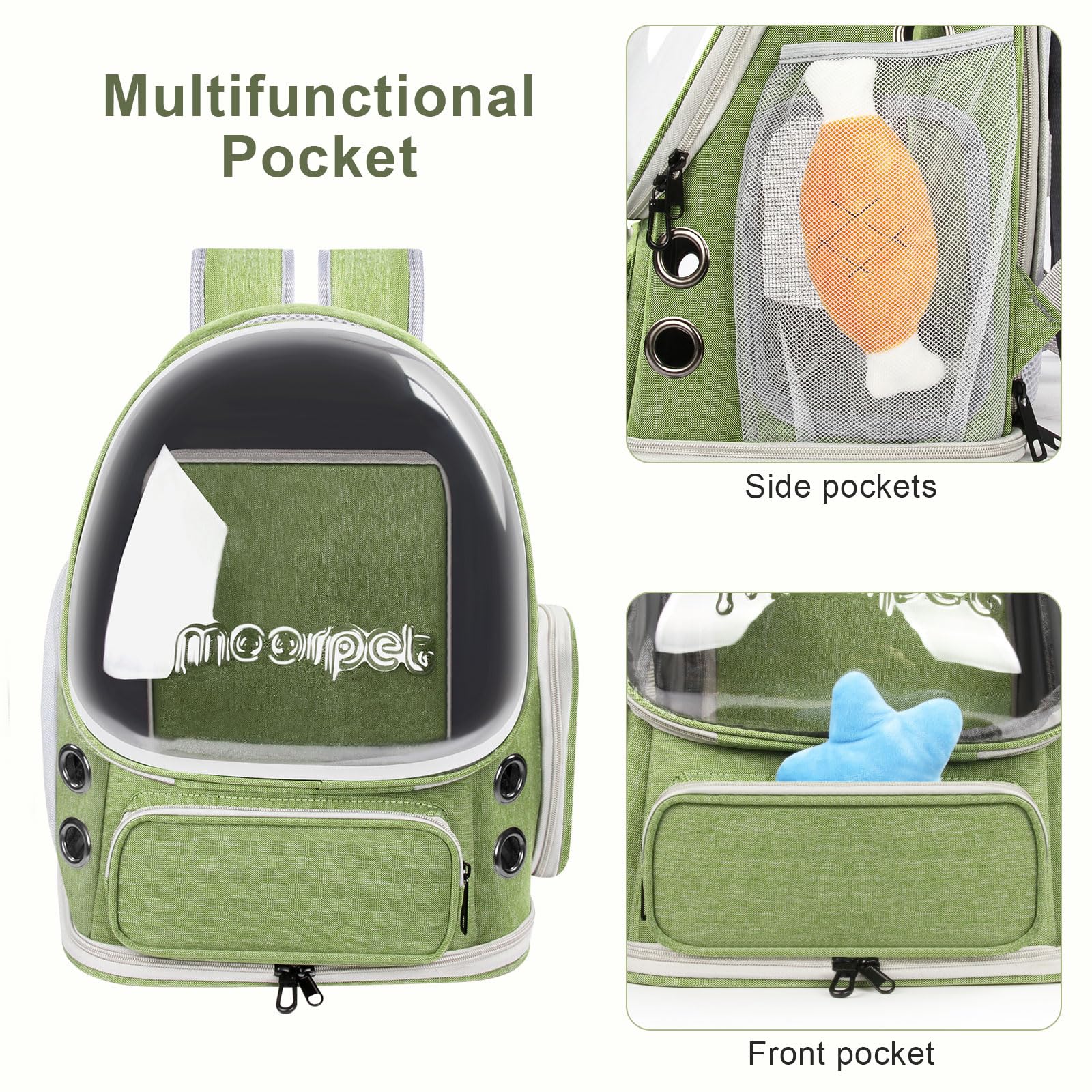YUNLINLI multi-pocket design holds treats, toys, and water.