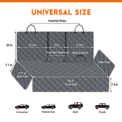 Yuntec dog car cover adjustable straps for secure, customized fit.