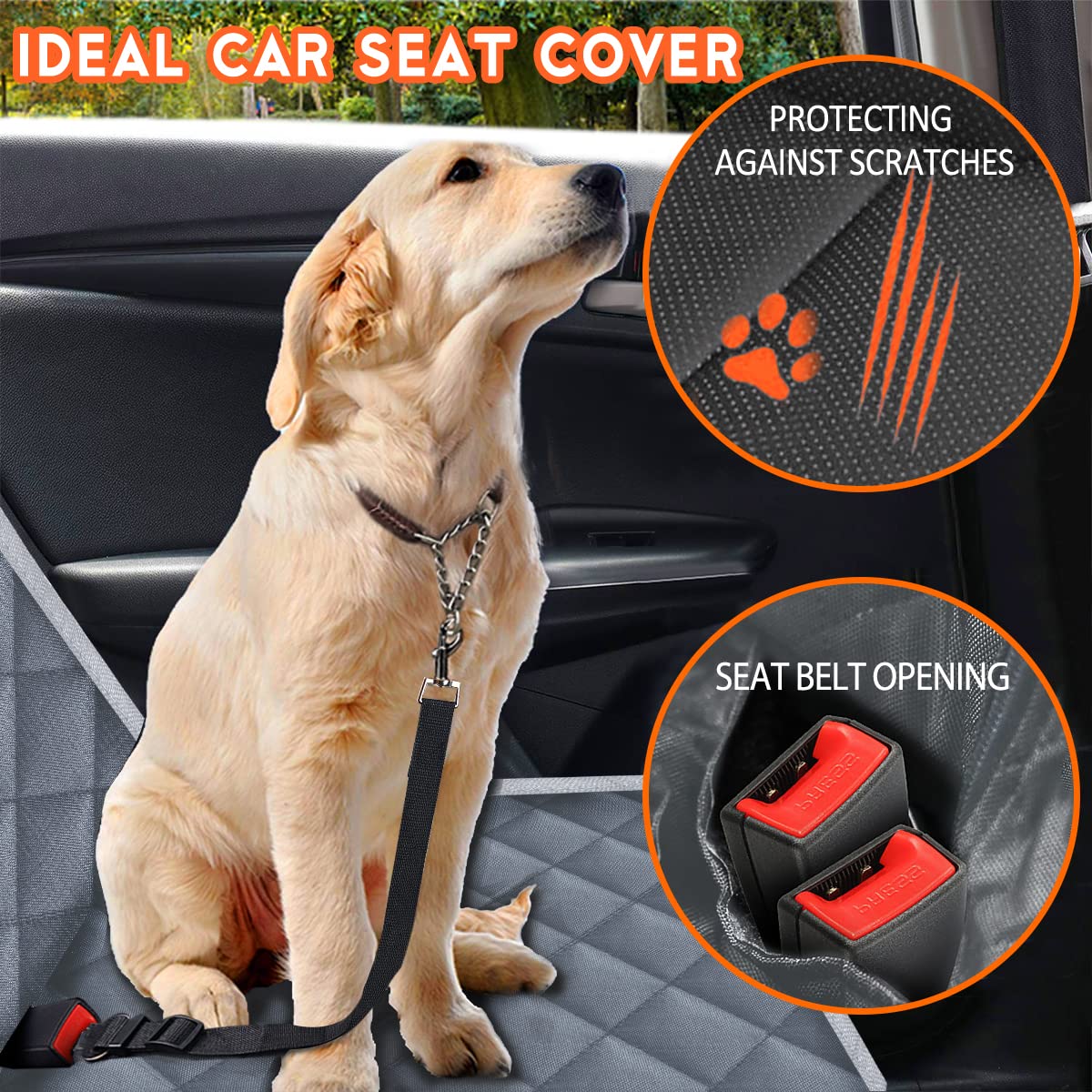 Yuntec dog car cover easy-clean design with machine wash friendly.