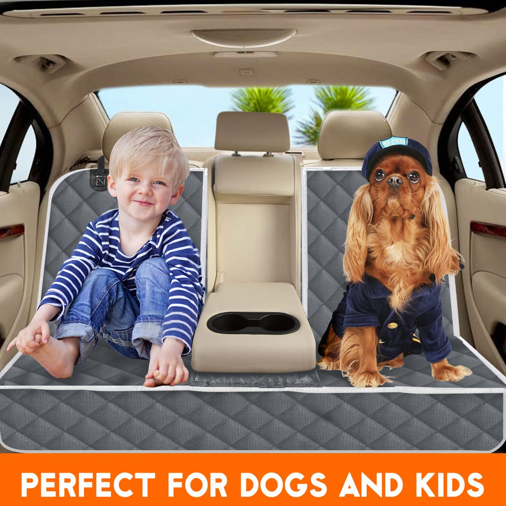 Yuntec dog car cover non-slip backing prevents sliding for safer travel.