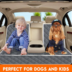 Yuntec dog car cover non-slip backing prevents sliding for safer travel.