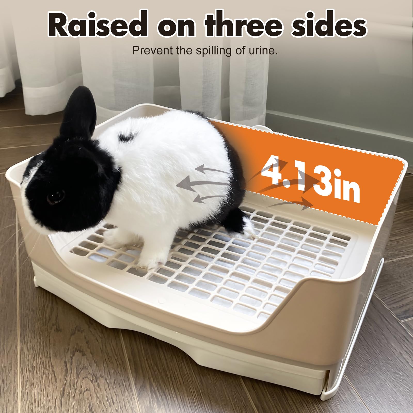 Yuoaes large pet litter box side angle emphasizes high edges for containment.
