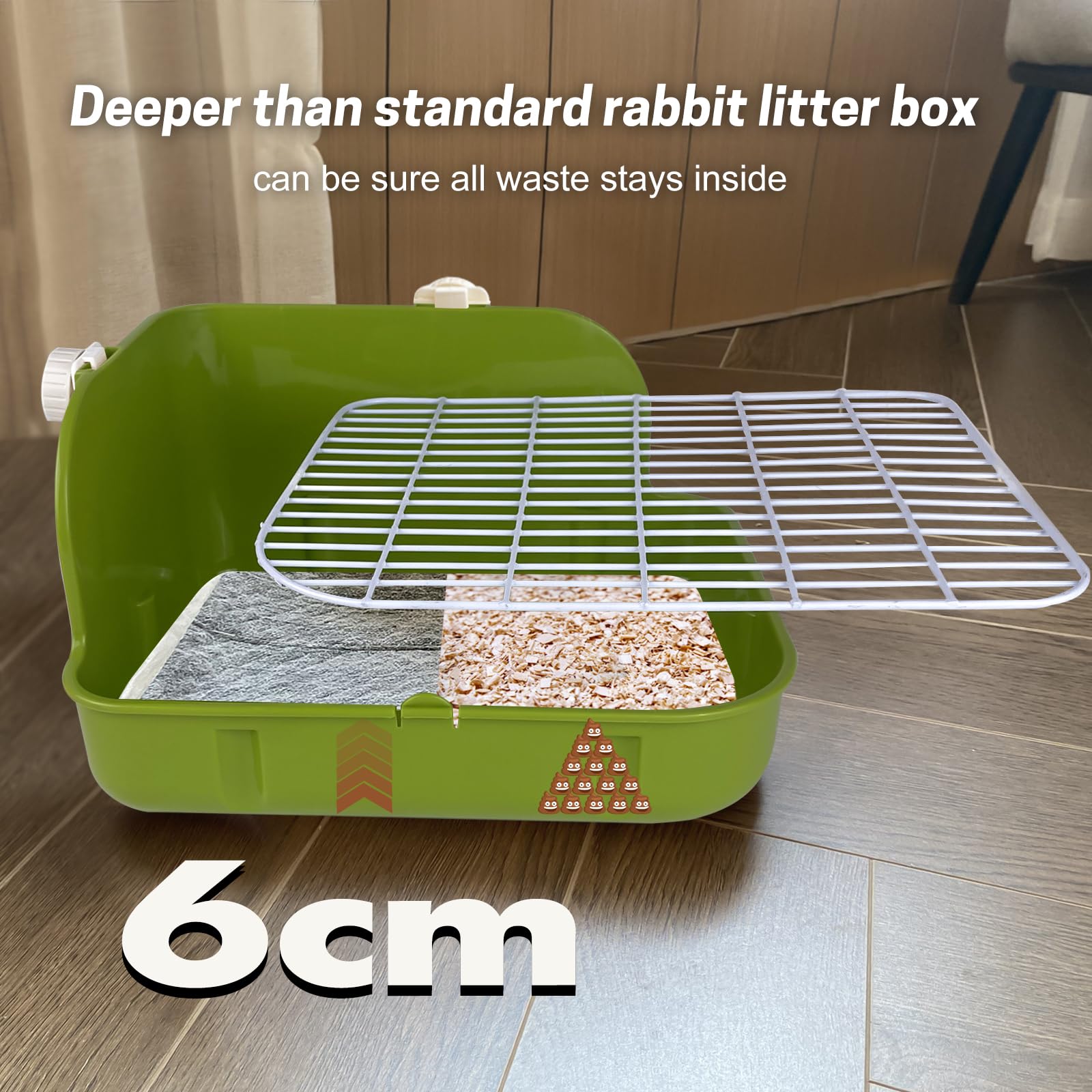 Yuoaes Rabbit Litter Box easy-clean view showcases straightforward maintenance.