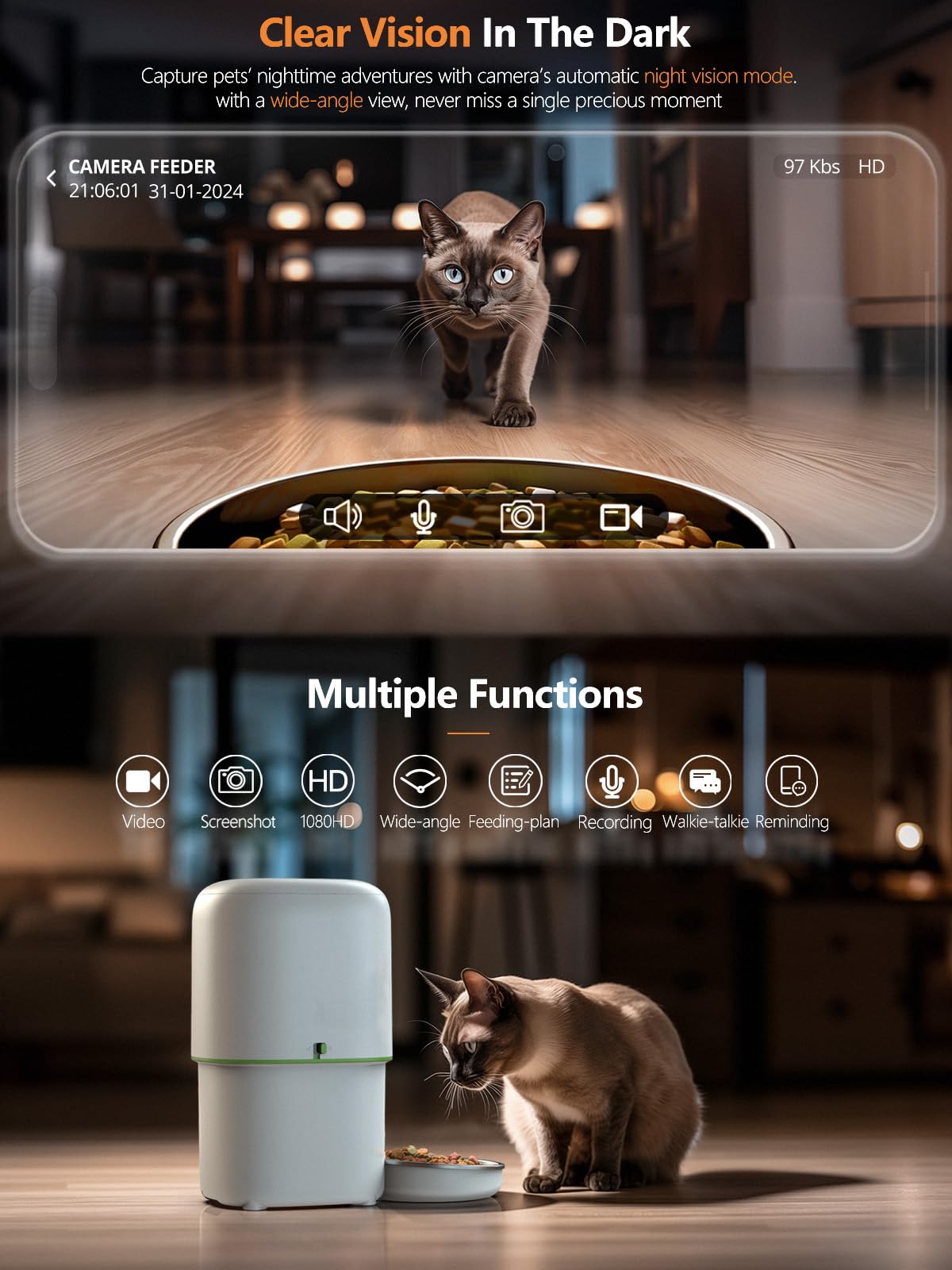 Yuposl two-way audio meal-call feature enables friendly calls during mealtime.