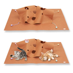 YURUX Cat Play Mat with holes for hiding and chasing fun.
