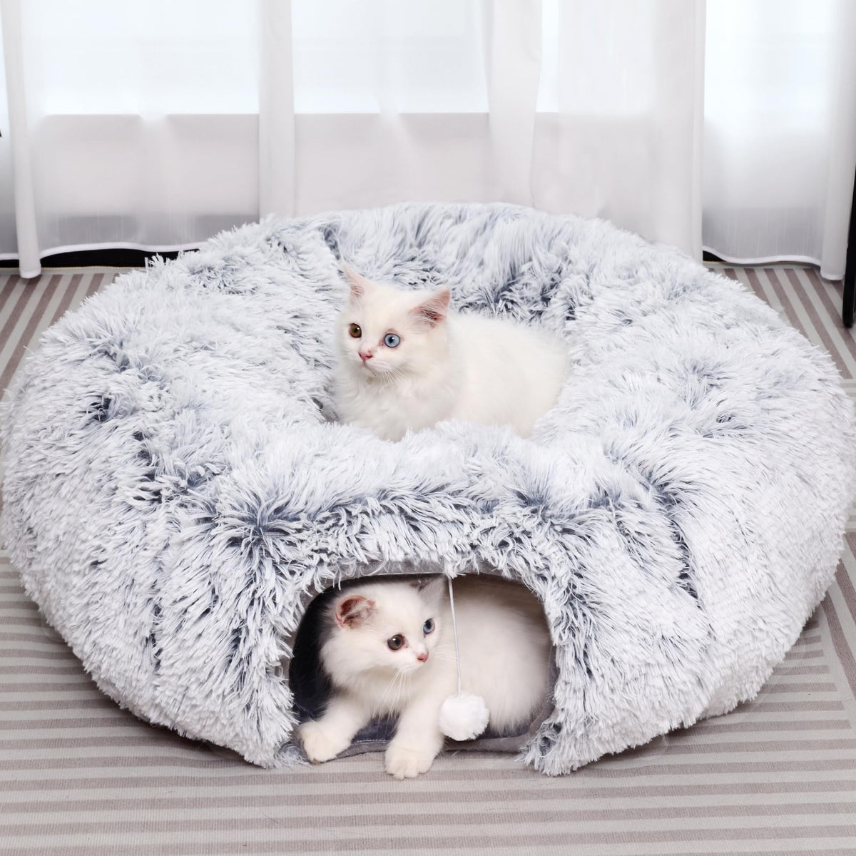 YUYAFN plush cat tunnel grey bed cozy resting and play