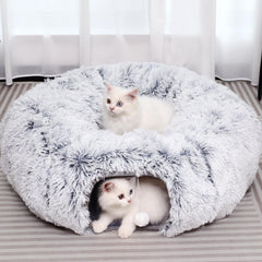YUYAFN plush cat tunnel grey bed cozy resting and play