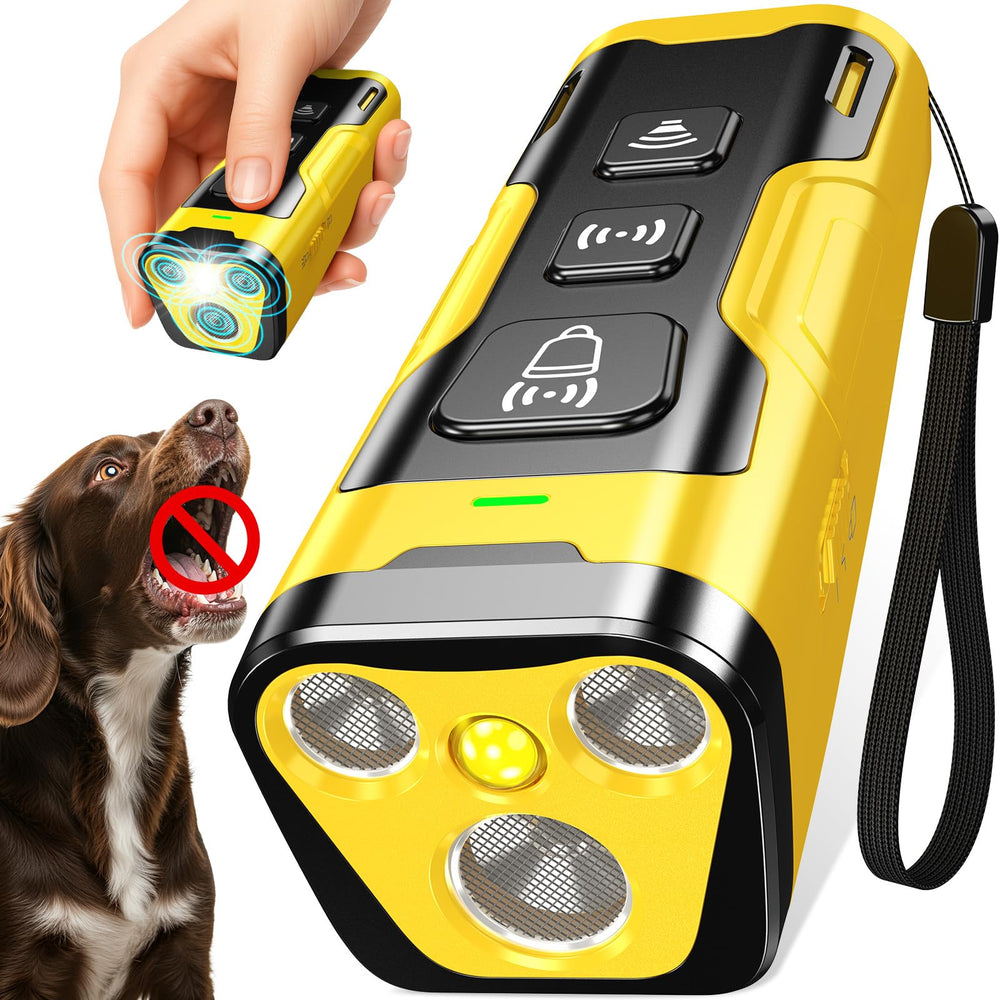 YUYQA bark deterrent front view with three emitters for wider coverage