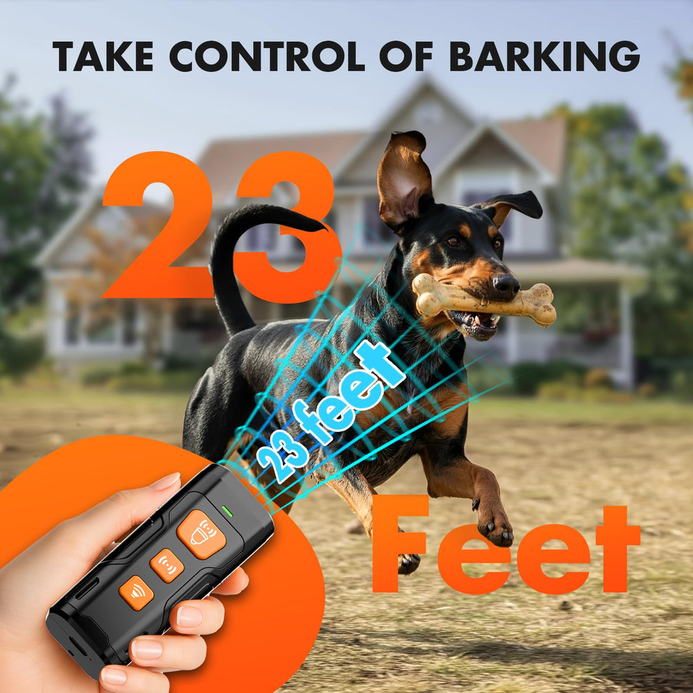 YUYQA dog bark deterrent device USB-C charge diagram highlights quick recharge.