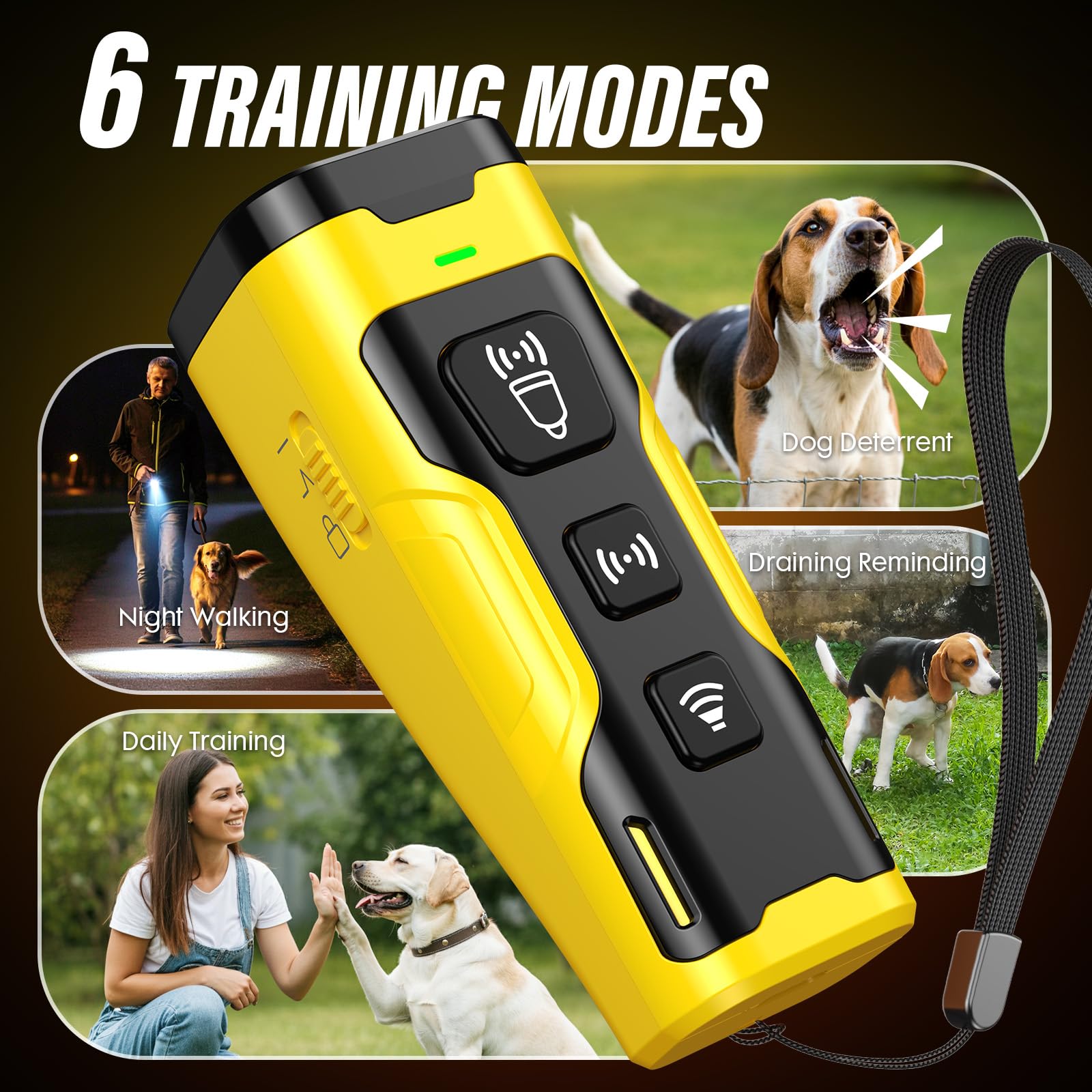 YUYQA bark deterrent with LED flashlight for night safety