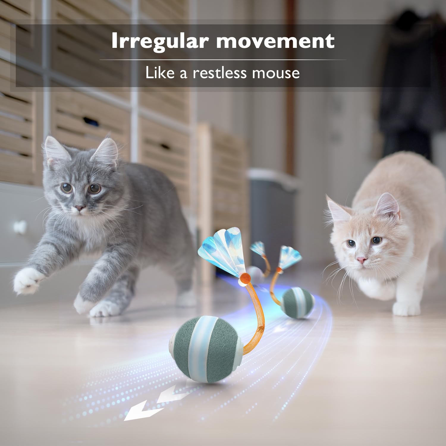 YVE LIFE interactive cat ball elastic tail attachment feature