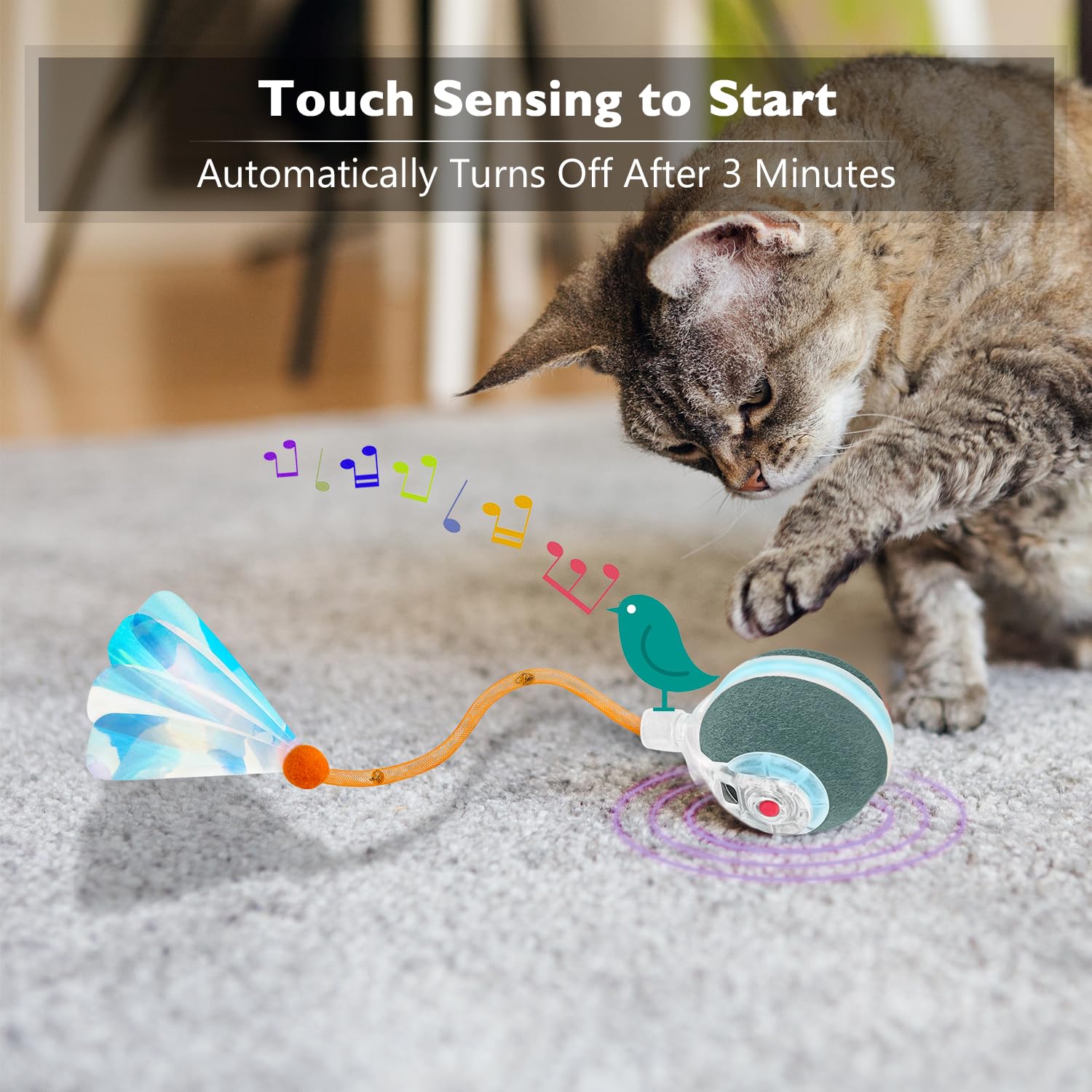 YVE LIFE interactive cat ball USB-C charging port for cordless play