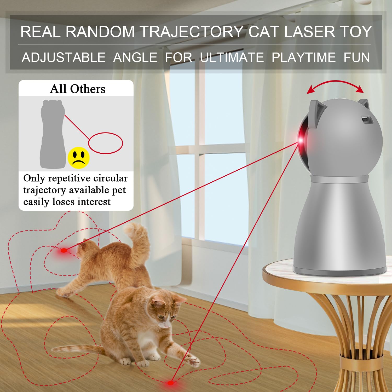 YVE LIFE motion-activated laser toy demonstrates automatic activation during pet movement
