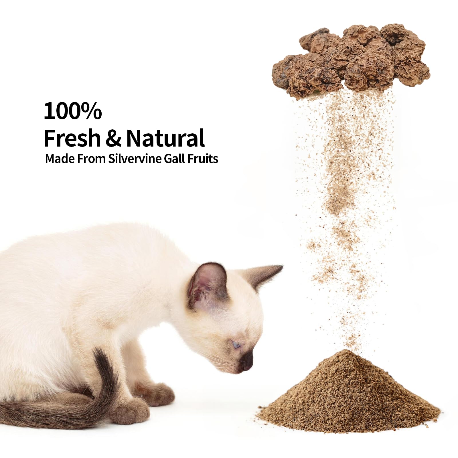 Cat playing with YWAOOH silvervine powder on a toy.