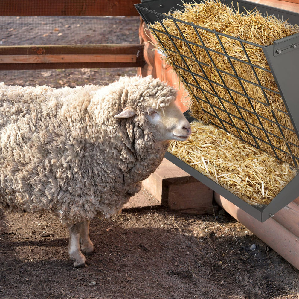 YXJSTO livestock feeder mounted in stable shows reliable access for goats, sheep, and horses.