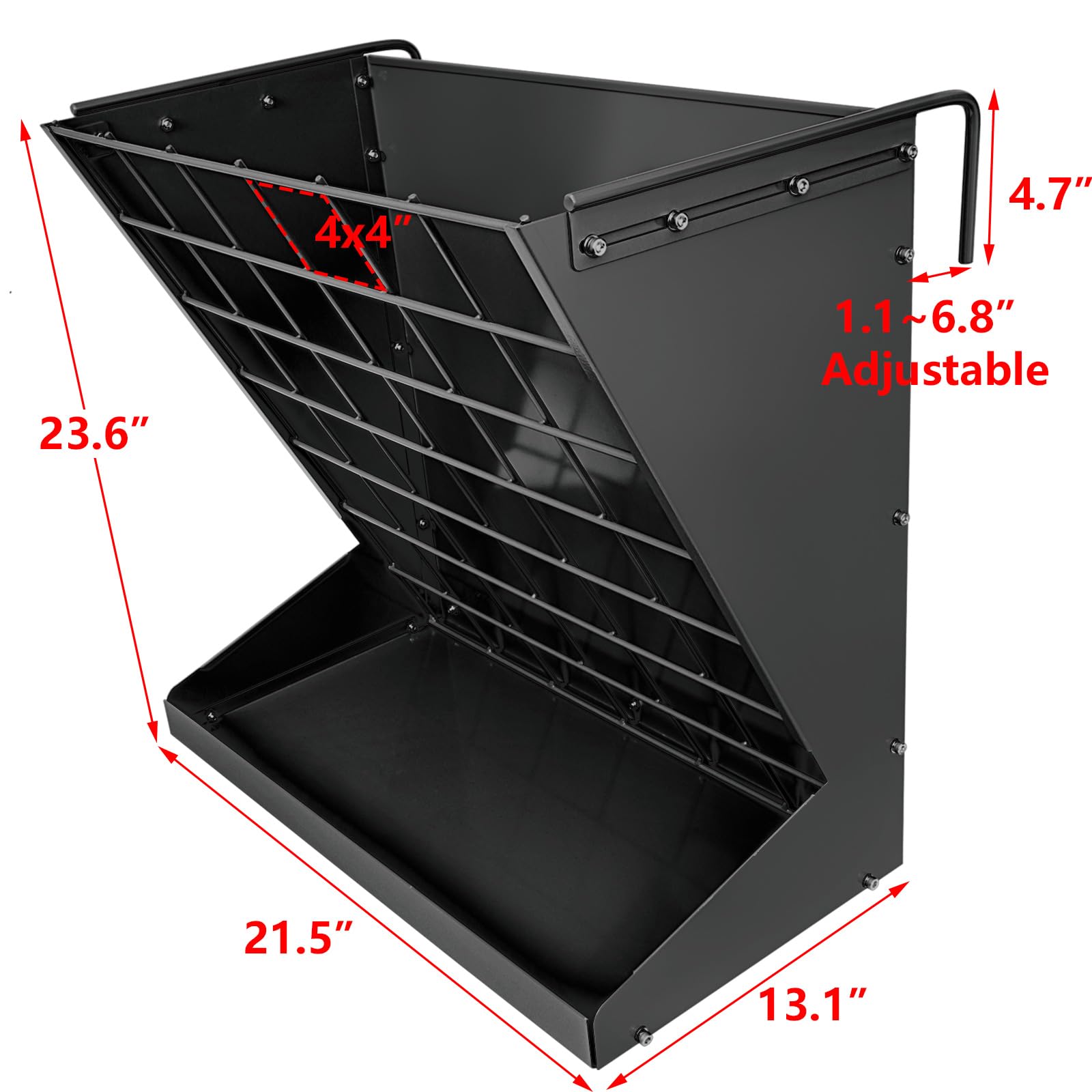 YXJSTO wall mount hay rack side view highlighting durable construction and space saving install.