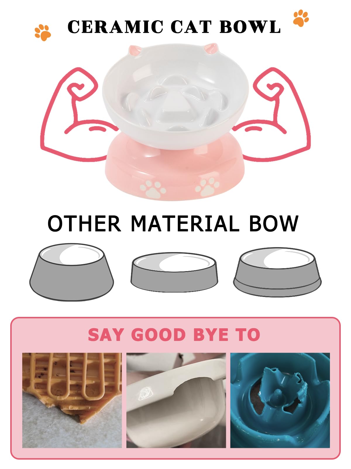 YYHY ceramic cat bowl easy-clean dishwasher-safe for busy households