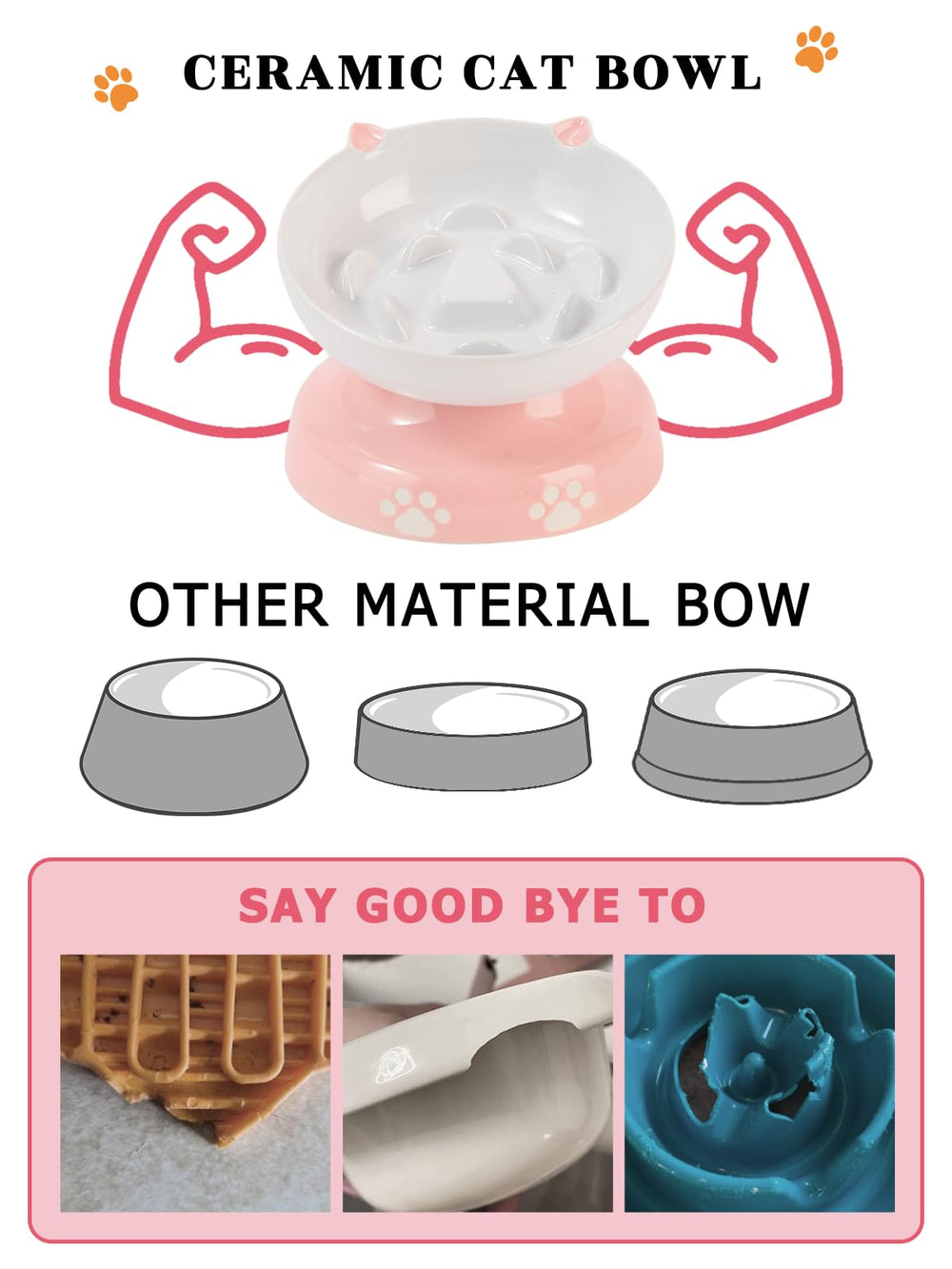 YYHY ceramic cat bowl easy-clean dishwasher-safe for busy households