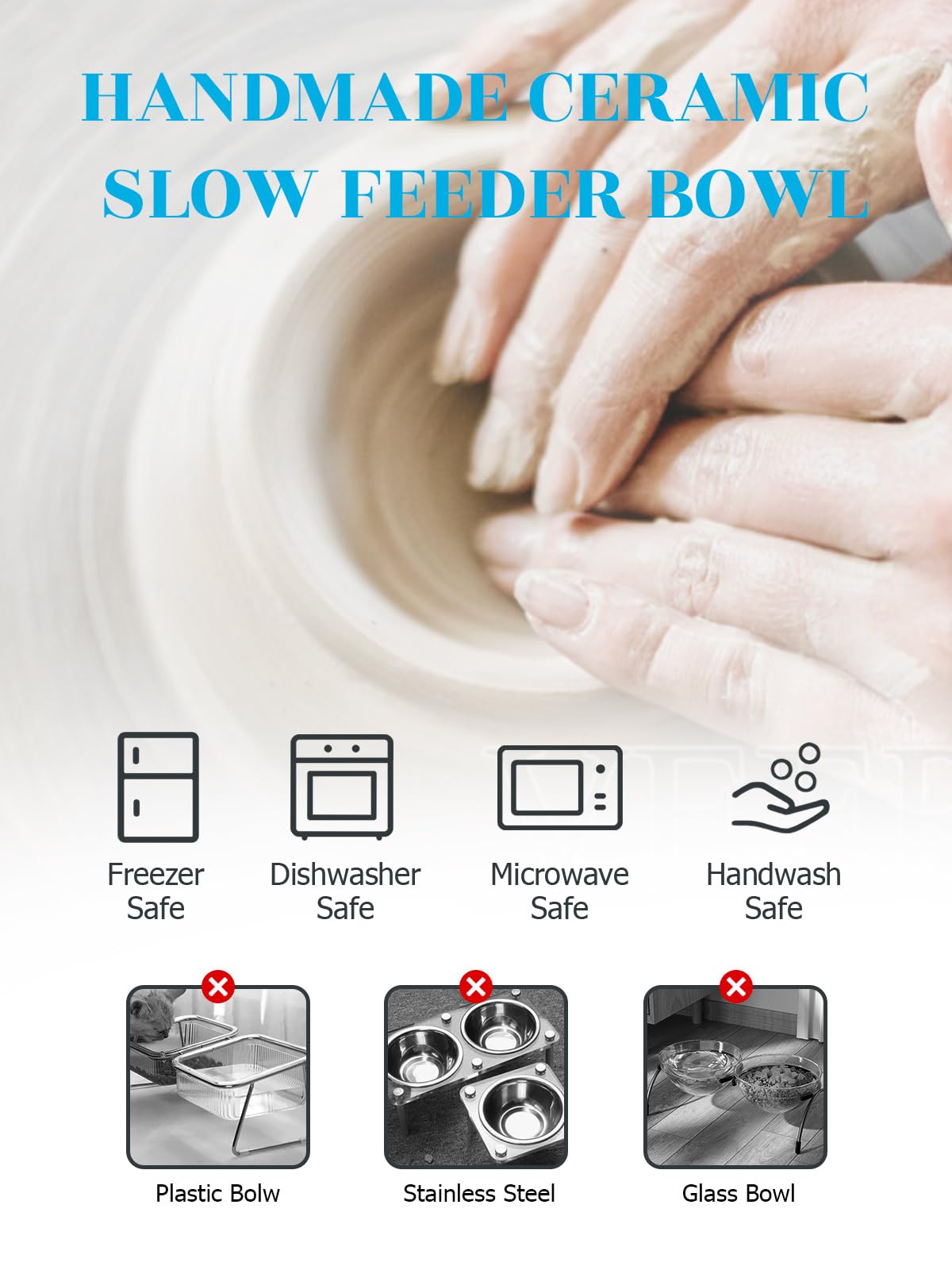 Y YHY easy-clean ceramic bowl is dishwasher-safe and durable.