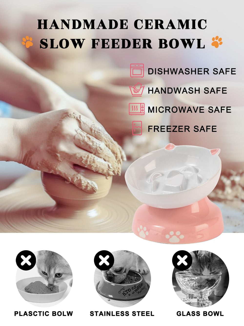 YYHY non-slip weighted ceramic bowl stays stable during meals