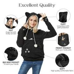 YYW Cat Dog Pouch Hoodie's inside liner shows removable liner for easy washing.
