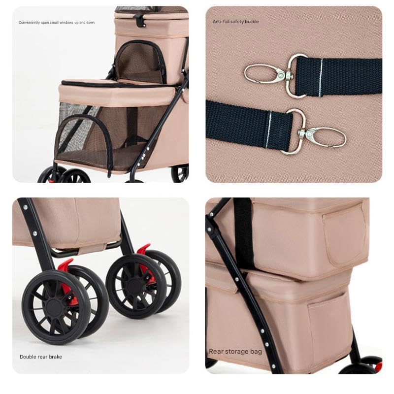 YYW Double Pet Stroller 180-degree canopy for weather protection.
