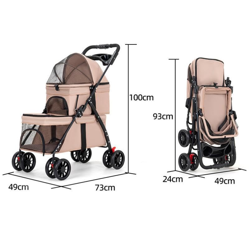 YYW Double Pet Stroller lower-compartment close-up showing secure belt.