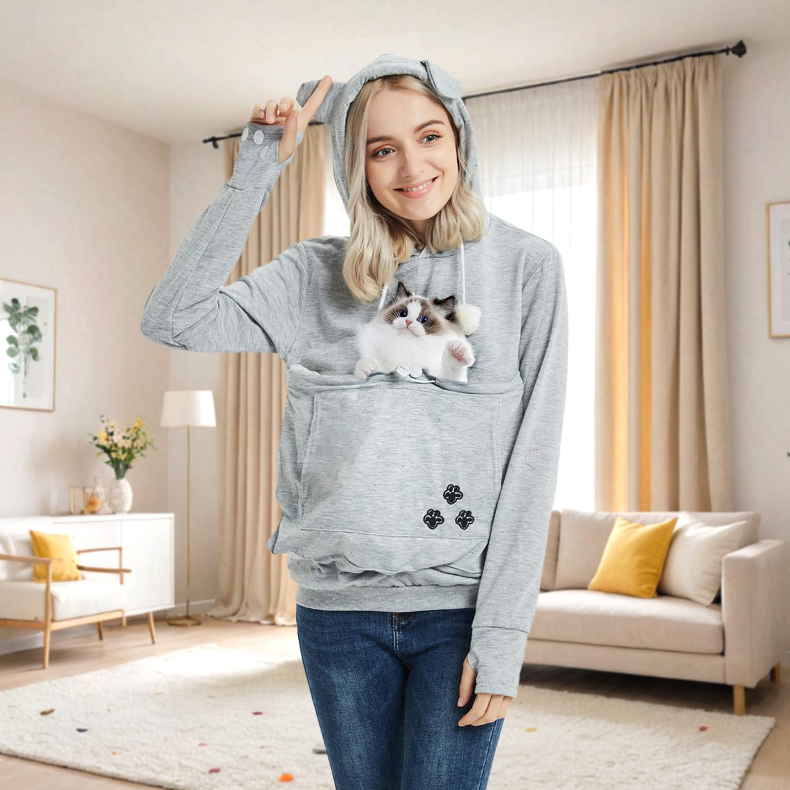 YYW Womens Pet Hoodie easy-care design supports machine washing.