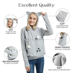 YYW Womens Pet Hoodie front pocket detail highlights versatile on-the-go storage.