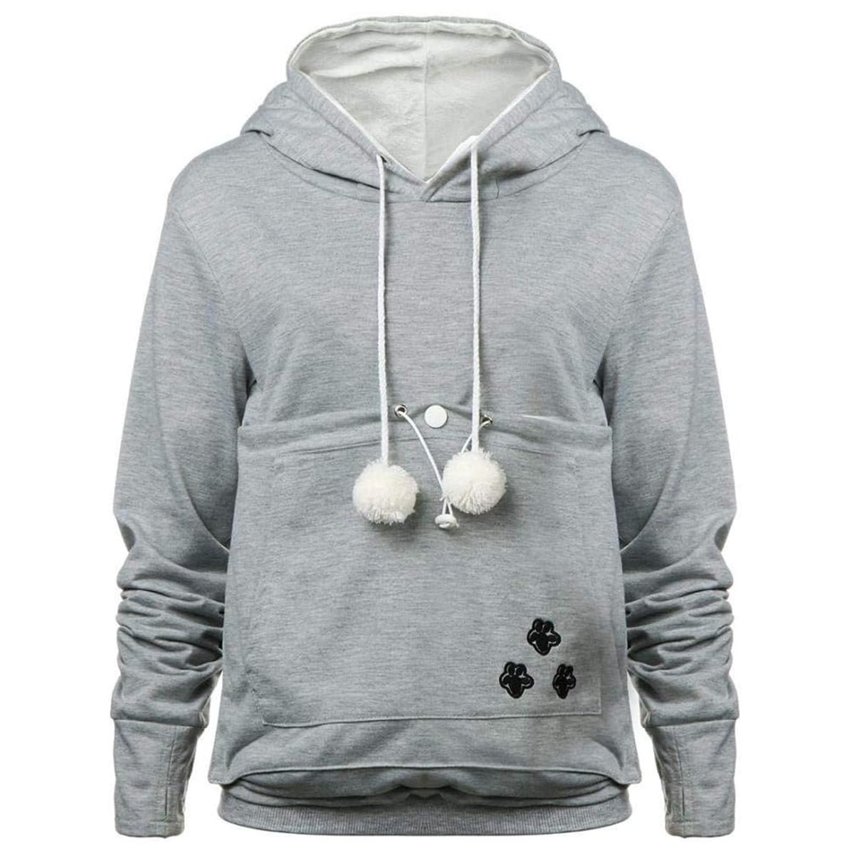 YYW Womens Pet Hoodie front pouch gray enables hands-free pet comfort.