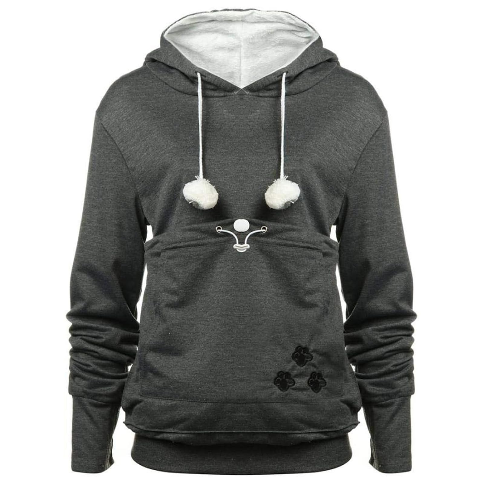 YYW pet hoodie front view with cozy fur-lined pouch
