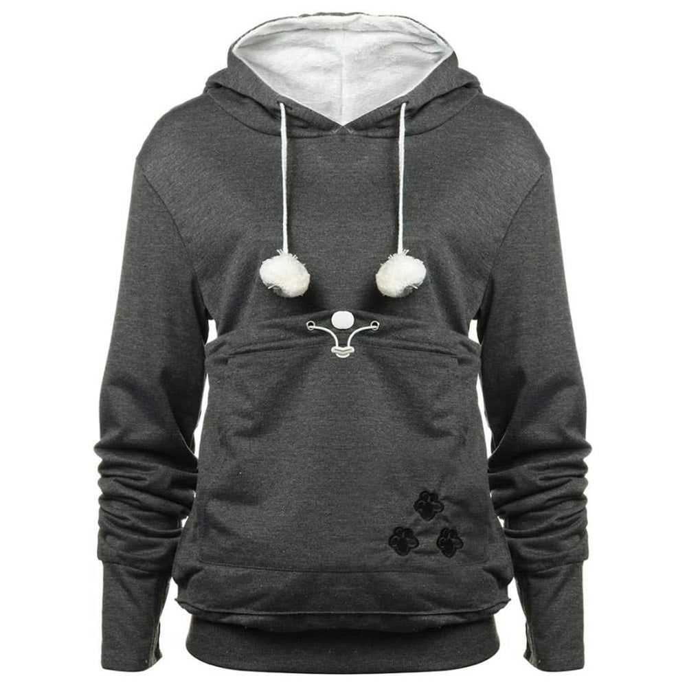 YYW pet hoodie front view with cozy fur-lined pouch