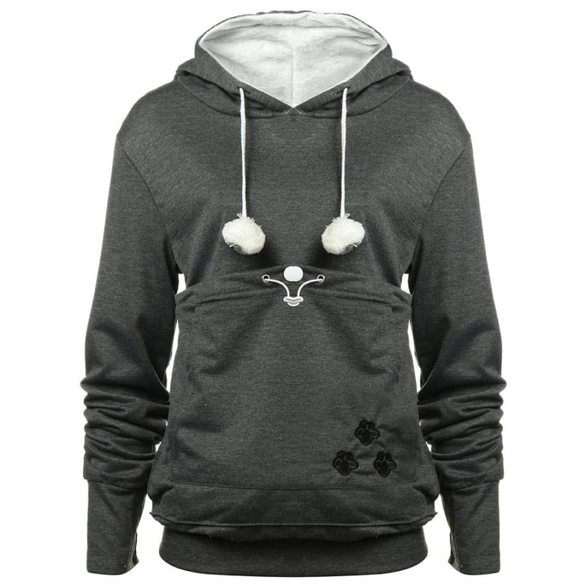 YYW pet hoodie front view with cozy fur-lined pouch