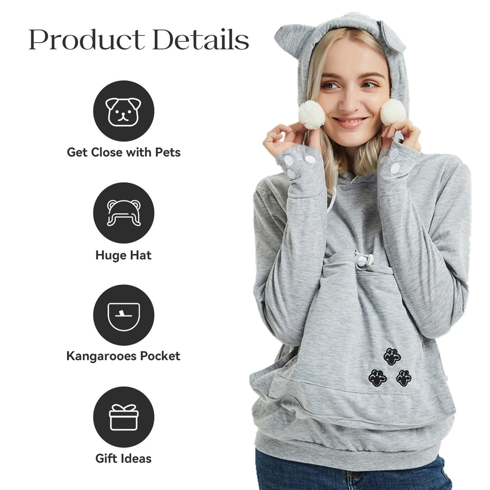 YYW Womens Pet Hoodie removable liner pocket simplifies washing and care.