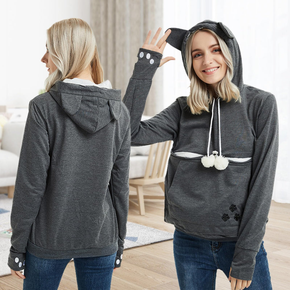 YYW pet hoodie side view emphasizes spacious front pocket