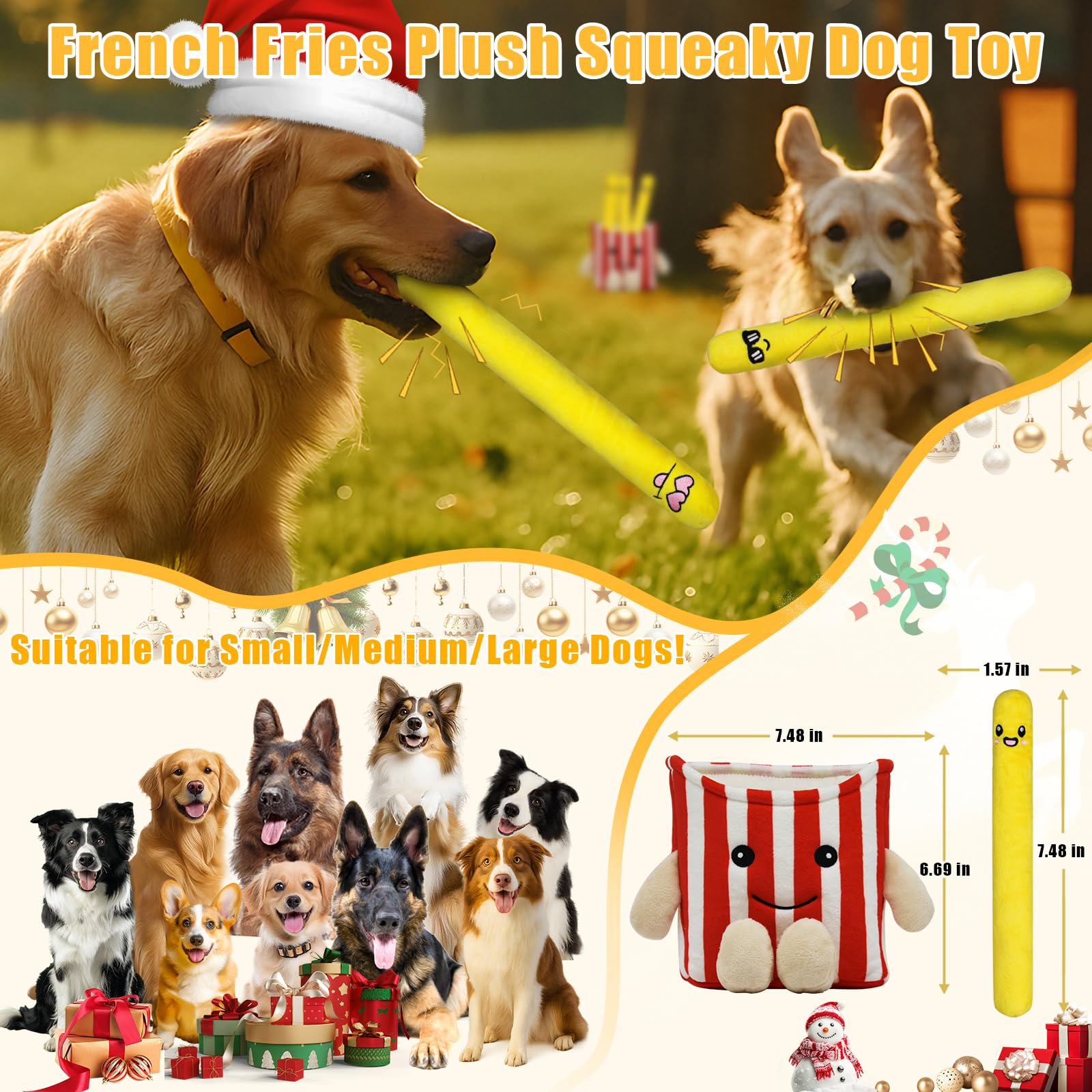 YZHDUXIU French fries plush toys—squeaky fun that sparks chase