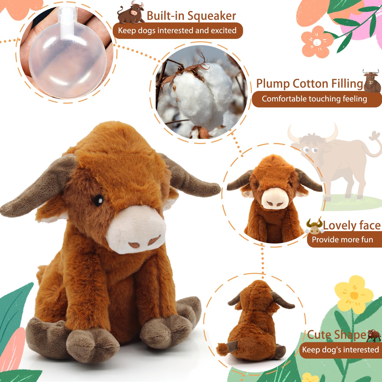YZHDUXIU Highland Cow Toy machine-washable design for easy cleaning
