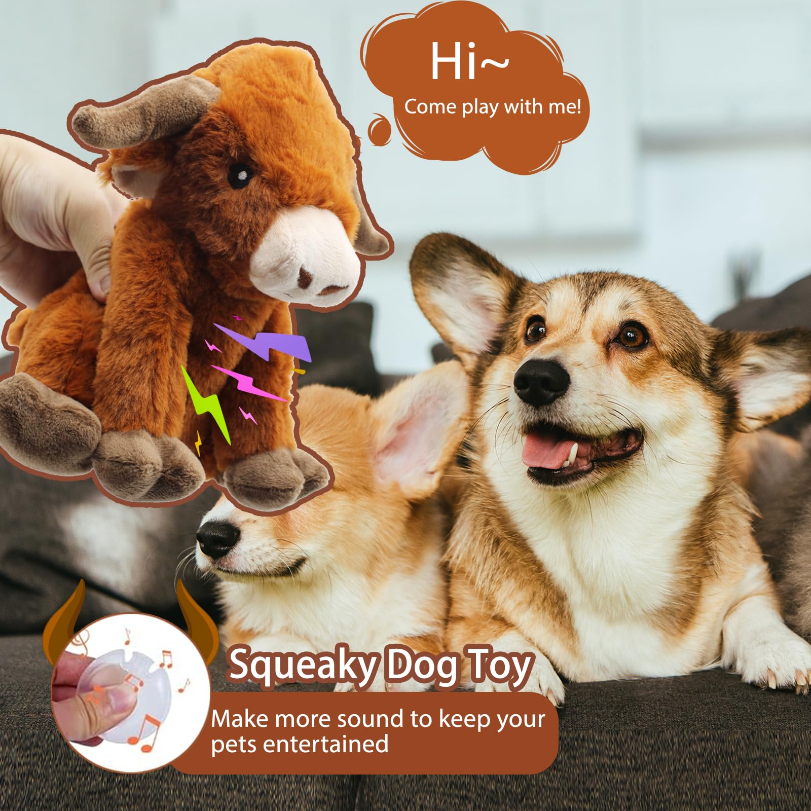YZHDUXIU Highland Cow Toy size-friendly for small dogs and portable fun